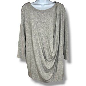 COS Gray Draped Front Crop Sleeve Top Sweatshirt Dressy Heathered Heavy